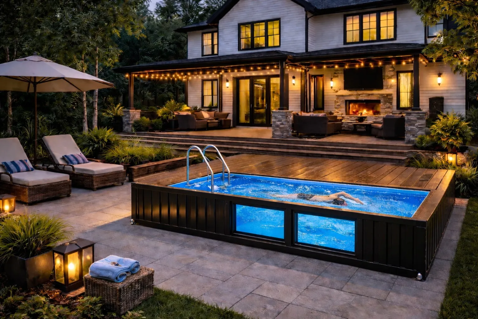 Piscine Conteneur 20' — Terrain récréatif — Laurentides, QC